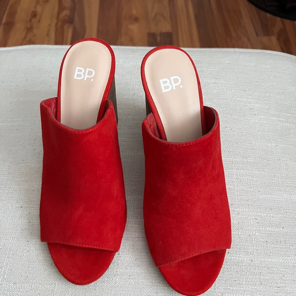 BP Vibrant Red Suede Mules
